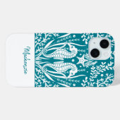 Aquamarin Blue Seepferde Personalisiert Case-Mate iPhone Hülle (Rückseite (Horizontal))