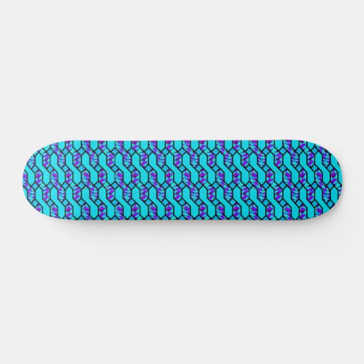 Aquamarin Blue Shim Shim Pattern Skateboard (Horizontal)