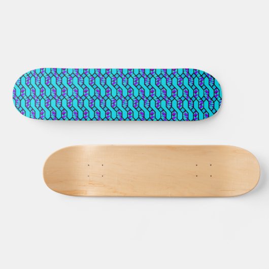 Aquamarin Blue Shim Shim Pattern Skateboard (Horizontal)