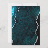 Aquamarin Blue Silver Agate Dark 50. Geburtstag Einladung (Rückseite)