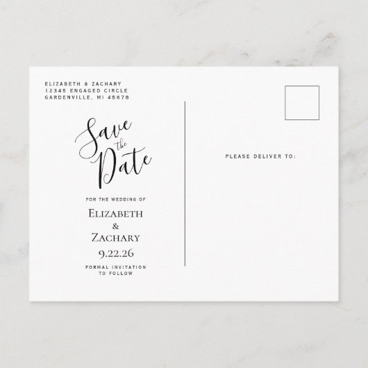 Aquamarin Blue Silver Agate Save the Date Ankündigungspostkarte (Rückseite)