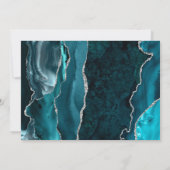 Aquamarin Blue Silver Agate Save the Date Card Einladung (Rückseite)
