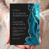 Aquamarin Blue Silver Agate Wedding Einladung