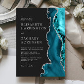 Aquamarin Blue Silver Agate Wedding Einladung