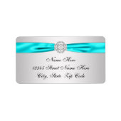 Aquamarin Blue Silver Diamond Rücksendeadresse Adressaufkleber (Vorne)
