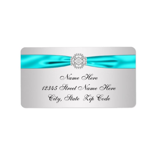 Aquamarin Blue Silver Diamond Rücksendeadresse Adressaufkleber (Vorne)