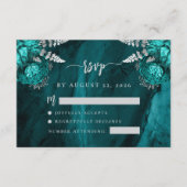 Aquamarin Blue Silver Floral Script Hochzeit RSVP Begleitkarte
