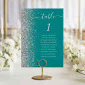 Aquamarin Blue Silver Glitzer Wedding Tischnummer