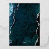 Aquamarin Blue Silver Imitats Glitzer Agate Weddin Folieneinladung (Rückseite)