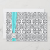 Aquamarin Blue Silver Lace 16 . Geburtstag Party Einladung (Rückseite)