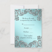 Aquamarin Blue Silver Mask Masquerade Party UAWG RSVP Karte (Rückseite)