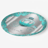 Aquamarin Blue Silver Prince Baby Dusche Pappteller (Schrägansicht)