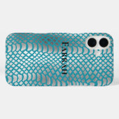 Aquamarin Blue Silver Schlange Print Case-Mate iPhone Hülle (Rückseite (Horizontal))