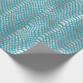 Aquamarin Blue Silver Schlange Print Geschenkpapier (Ecke)