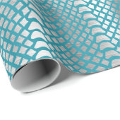 Aquamarin Blue Silver Schlange Print Geschenkpapier (Rolleneckpunkt)