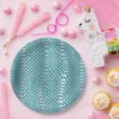 Aquamarin Blue Silver Schlange Print Pappteller (Party)