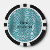 Aquamarin Blue Silver Schlange Print Pokerchips (Vorderseite)