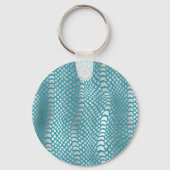 Aquamarin Blue Silver Schlange Print Schlüsselanhänger (Rückseite)