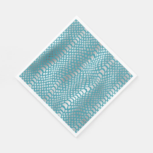 Aquamarin Blue Silver Schlange Print Serviette (Ecke)