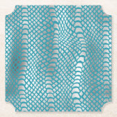 Aquamarin Blue Silver Schlange Print Untersetzer (Vorderseite)