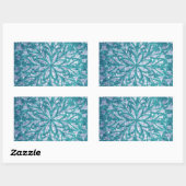 Aquamarin Blue Silver Snowflake Rechteckiger Aufkleber (Blatt)