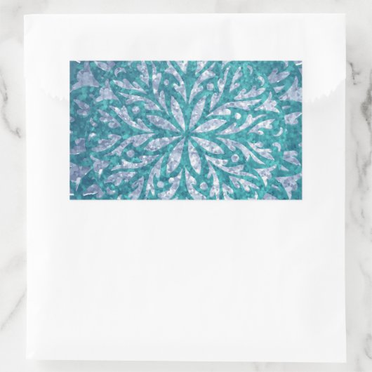 Aquamarin Blue Silver Snowflake Rechteckiger Aufkleber (Tasche)