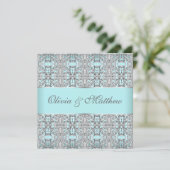 Aquamarin Blue Silver Wedding Einladung Vorlagen (Stehend Vorderseite)