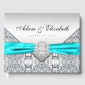 Aquamarin Blue Silver Wedding Gästebuch (Vorderseite)