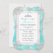 Aquamarin Blue Silver Winter Wonderland Sweet 16 P Einladung (Vorderseite)
