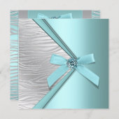 Aquamarin Blue Silver Zebra Party Template Einladung (Vorne/Hinten)