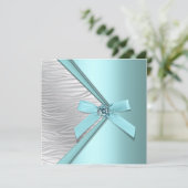 Aquamarin Blue Silver Zebra Party Template Einladung (Stehend Vorderseite)