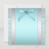 Aquamarin Blue Silver Zebra Party Template Einladung (Rückseite)