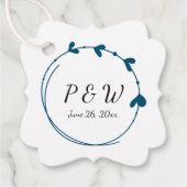 Aquamarin Blue Simple Heart Wreath Monogram Weddin Geschenkanhänger (Vorderseite)