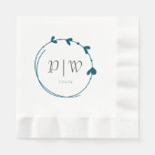 Aquamarin Blue Simple Heart Wreath Monogram Weddin Serviette (Vorderseite)