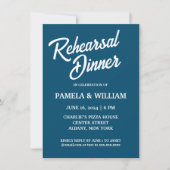 Aquamarin Blue Simple Style Hochzeit Probe Dinner Einladung (Vorderseite)