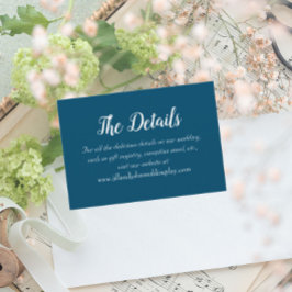 Aquamarin Blue Simple Style Wedding Details Begleitkarte