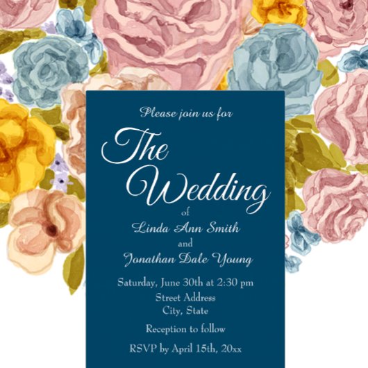 Aquamarin Blue Simple Style Wedding Folieneinladung