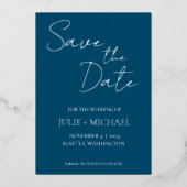 Aquamarin Blue Simple Style Wedding Save the Date Folieneinladung (Vorderseite)