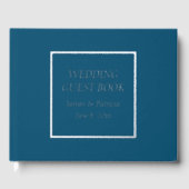 Aquamarin Blue Simple Stylized Letting Wedding Gästebuch (Vorderseite)