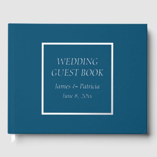 Aquamarin Blue Simple Stylized Letting Wedding Gästebuch (Vorderseite)
