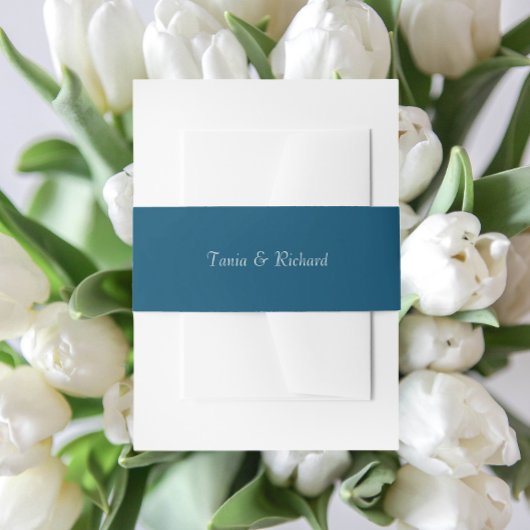 Aquamarin Blue Simple Stylized Name Wedding Einladungsbanderole