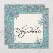 Aquamarin Blue Snowflake Baby Shower Einladungen (Vorne/Hinten)