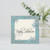 Aquamarin Blue Snowflake Baby Shower Einladungen (Stehend Vorderseite)
