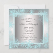 Aquamarin Blue Snowflake Sweet 16 Masquerade Party Einladung (Rückseite)