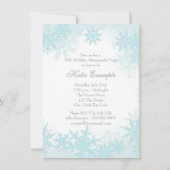 Aquamarin Blue Snowflake Sweet 16 Masquerade Party Einladung (Rückseite)