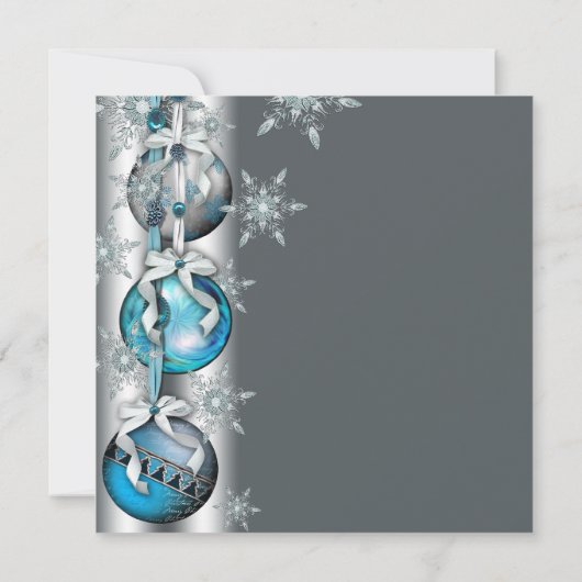 Aquamarin Blue Snowflakes Ornamente Party Einladung (Rückseite)