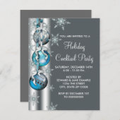 Aquamarin Blue Snowflakes Ornamente Party Einladung (Vorne/Hinten)