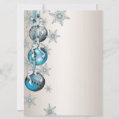 Aquamarin Blue Snowflakes Ornamente Party Einladung (Rückseite)