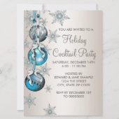 Aquamarin Blue Snowflakes Ornamente Party Einladung (Vorderseite)