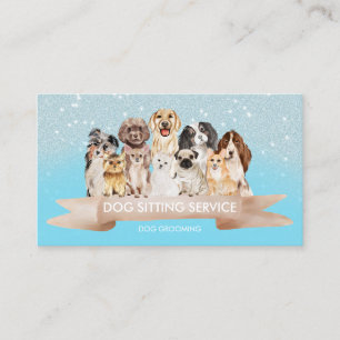 Aquamarin Blue Sparkle Petsitter Dog Groomer Visitenkarte